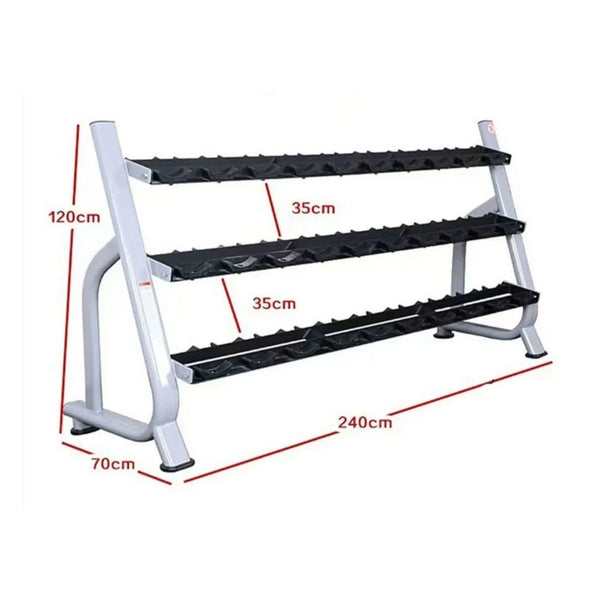 3 Tier Dumbbell Rack | Commercial Grade, Curved Cradles, Space-Saving
