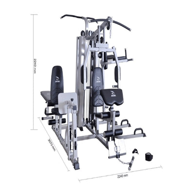 JX-1600 Commercial 6 Station Multi Gym — 2 x 70kg Stacks, Aircraft Cables
