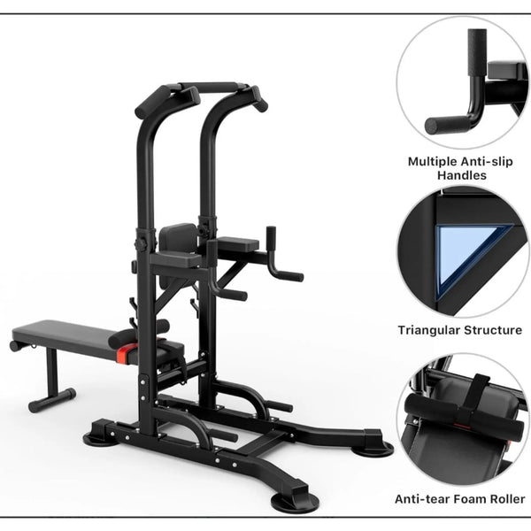 Power Tower Dip Station — Pull-Up, VKR, Dip and Push-Up, 4-Station
