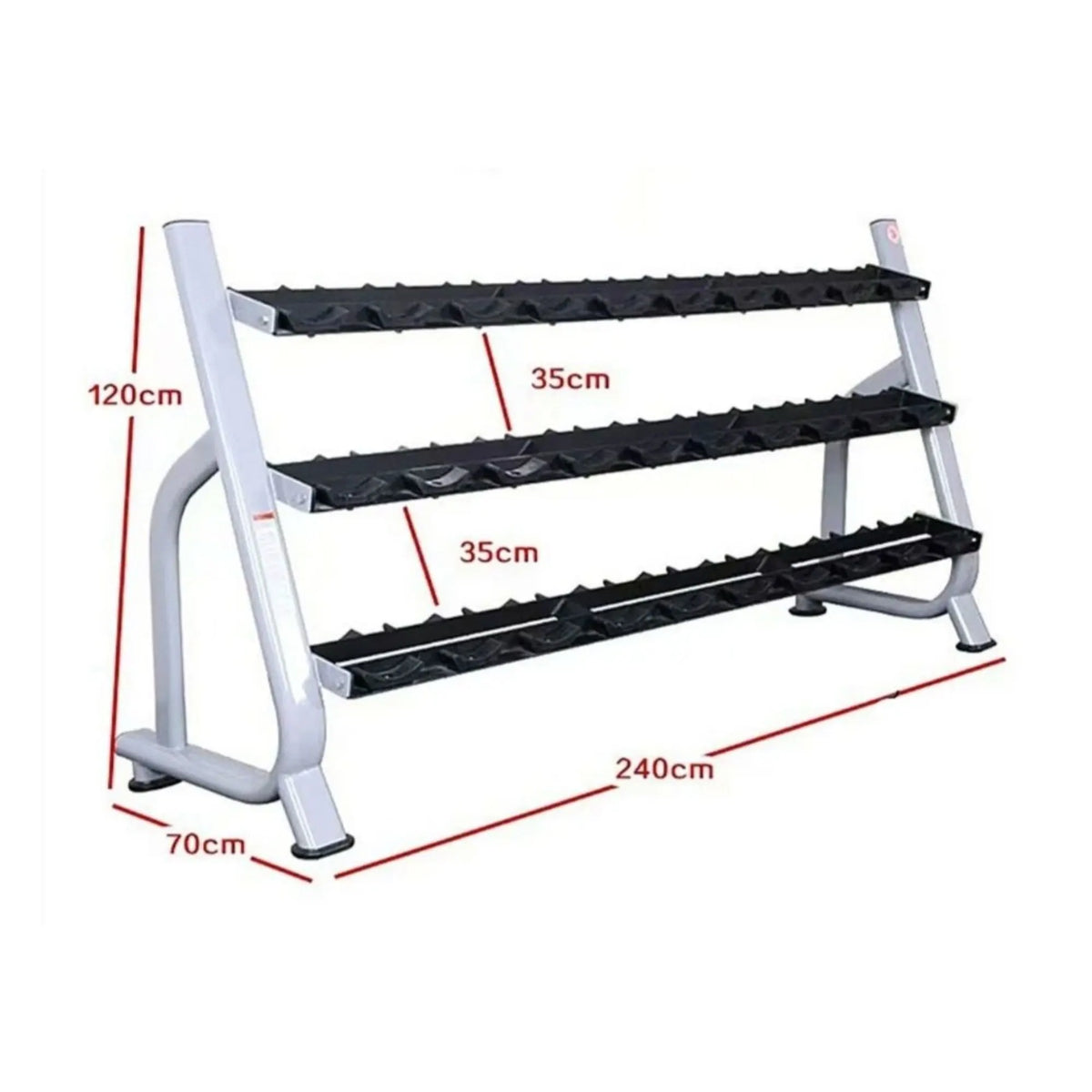 3 Tier Dumbbell Rack | Commercial Grade, Curved Cradles, Space-Saving