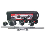 50kg Barbell & Dumbbell Set - Cast Iron Plates, Spinlock Bars & Briefcase