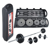 50kg Barbell & Dumbbell Set - Cast Iron Plates, Spinlock Bars & Briefcase
