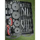 58KG Adjustable Dumbbell & Barbell Set — Chrome Plates, EZ Bar, Case