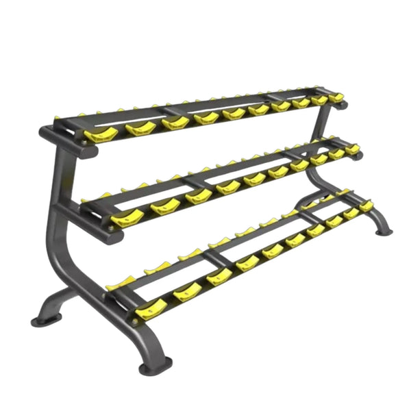 Commercial 3 Tier Dumbbell Rack | Heavy-Duty, High-Capacity, Curved Cradles