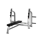 Commercial Flat Weight Bench — Olympic Grade, Silent Barbell Rest, Oval Frame