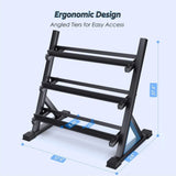 Dumbbell Rack 3 Tier — 1100lbs Commercial Steel, Angled Ergonomic Design