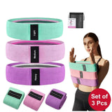 Fabric Resistance Bands Set of 3 — Non-Slip, Hips, Glutes and Legs Training