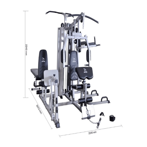JX-1600 Commercial 6 Station Multi Gym — 2 x 70kg Stacks, Aircraft Cables