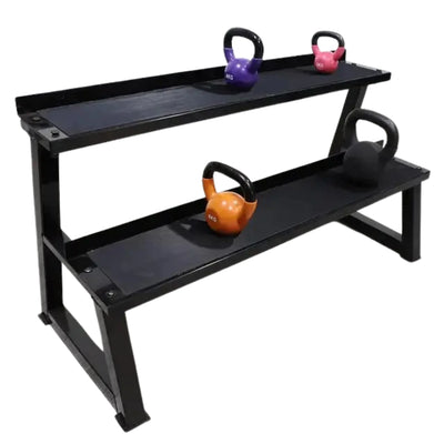 Kettlebell Rack — 2-Tier, 300kg Capacity, Rubber-Lined Trays