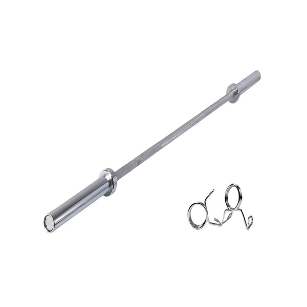Olympic Bar 1.8m — Solid Steel, Knurled Grip, 50mm Plate Bore, Spring Collars