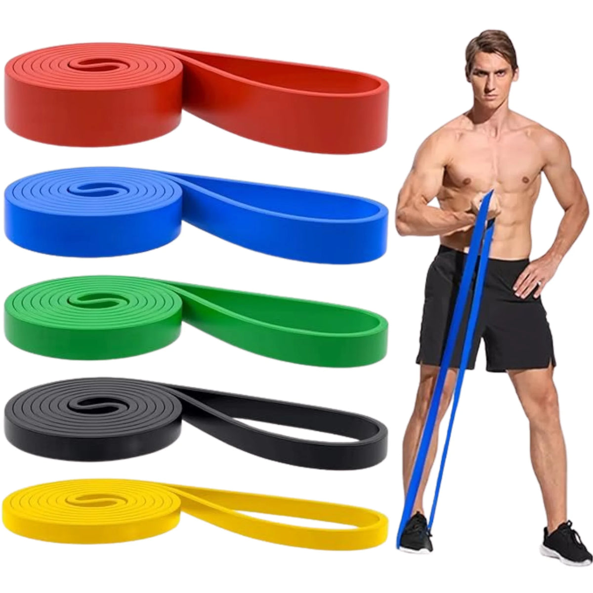 Resistance Bands Set of 5 — Loop Bands, Pull-Up Assist, Five Resistance Levels