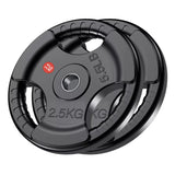 Rubber Coated Standard Weight Plates Tri-Grip — 1" Bore, 2.5kg to 20kg Pairs