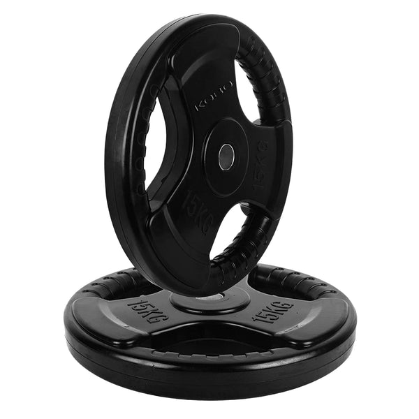 Rubber Coated Standard Weight Plates Tri-Grip — 1" Bore, 2.5kg to 20kg Pairs