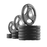 Rubber Coated Tri-Grip Olympic Weight Plates — 50mm Bore, Noise Reducing