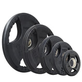 Rubber Coated Tri-Grip Olympic Weight Plates — 50mm Bore, Noise Reducing