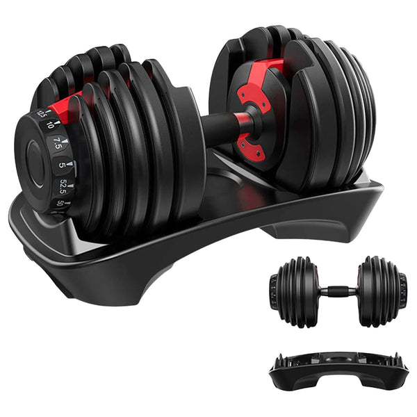 Selectorized Dumbbells 24kg — Dial Adjust, Rubber Handle, Replaces 8 Pairs