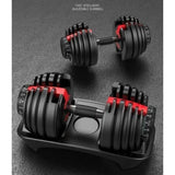 Selectorized Dumbbells 24kg — Dial Adjust, Rubber Handle, Replaces 8 Pairs