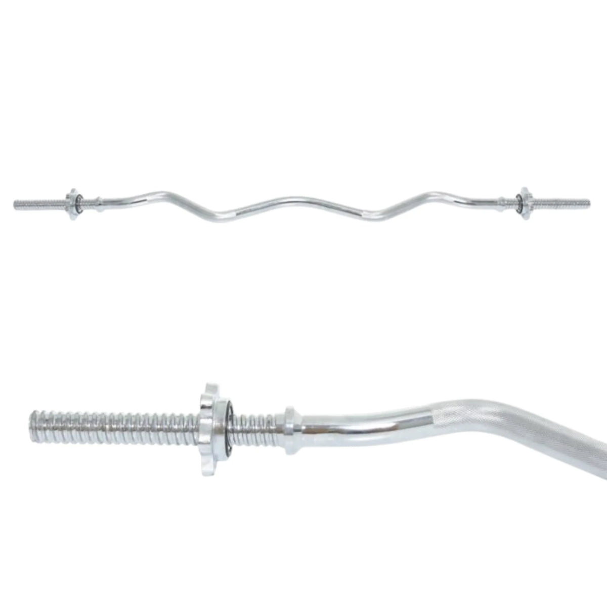 Standard 47" EZ Curl Bar — Diamond Knurled, Ergonomic Grip, 200lbs Capacity
