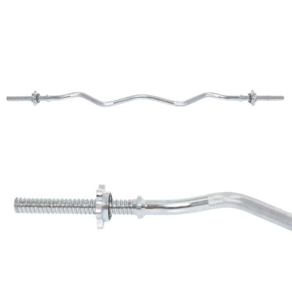 Standard 47" EZ Curl Bar — Diamond Knurled, Ergonomic Grip, 200lbs Capacity
