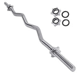 Standard 47" EZ Curl Bar — Diamond Knurled, Ergonomic Grip, 200lbs Capacity