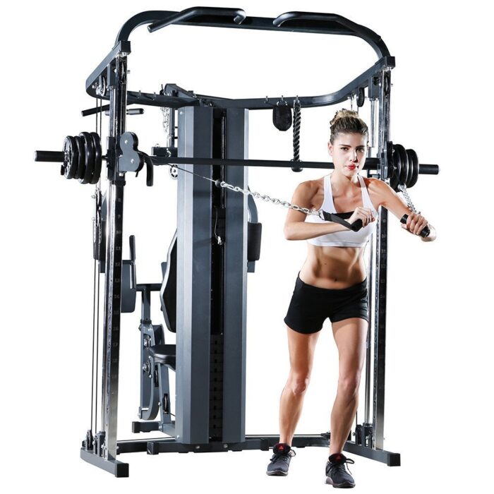 3- station multi Gym Machine with Smith Machine Bar & Cable crossover - Image 3